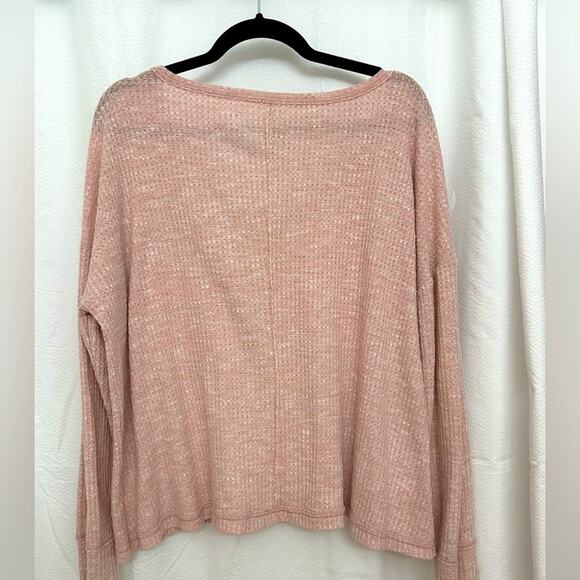Pink Waffle Knit Long Sleeve Top - Picture 2 of 4